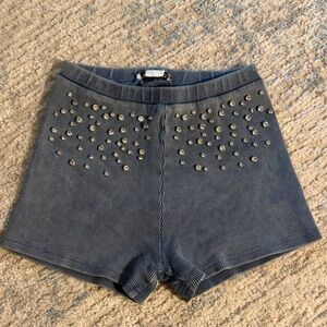 Zara Embellished blue mini shorts size small Cropped length